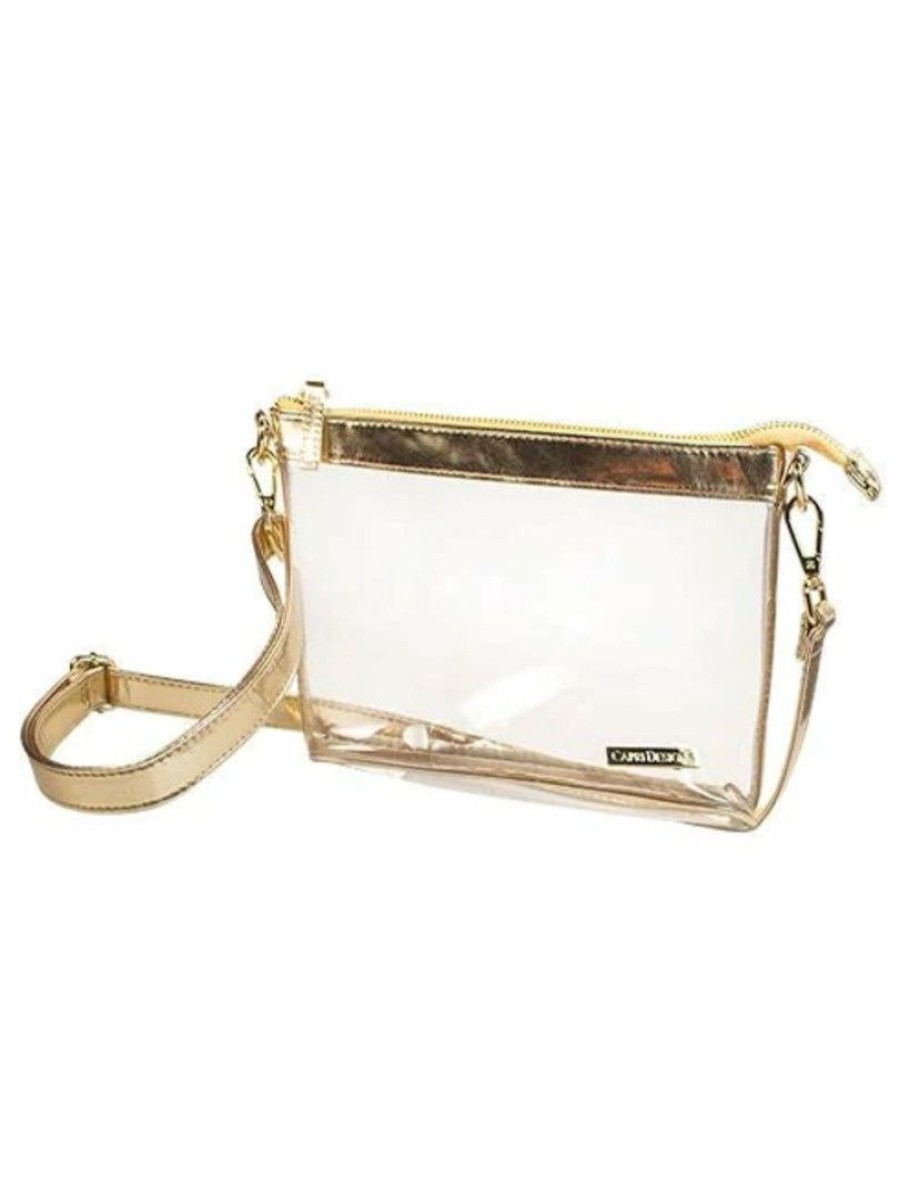 Gameday * | Deals Capri Designs Large Clear Gold Crossbody