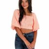 Gameday * | Hot Sale She + Sky Cornerback Gingham Crop Top Apparel Orange