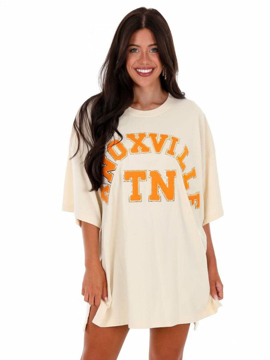 Gameday * | Brand New Josie'S Boutique Oversized Chenille Knoxville Tn Tee Ivory