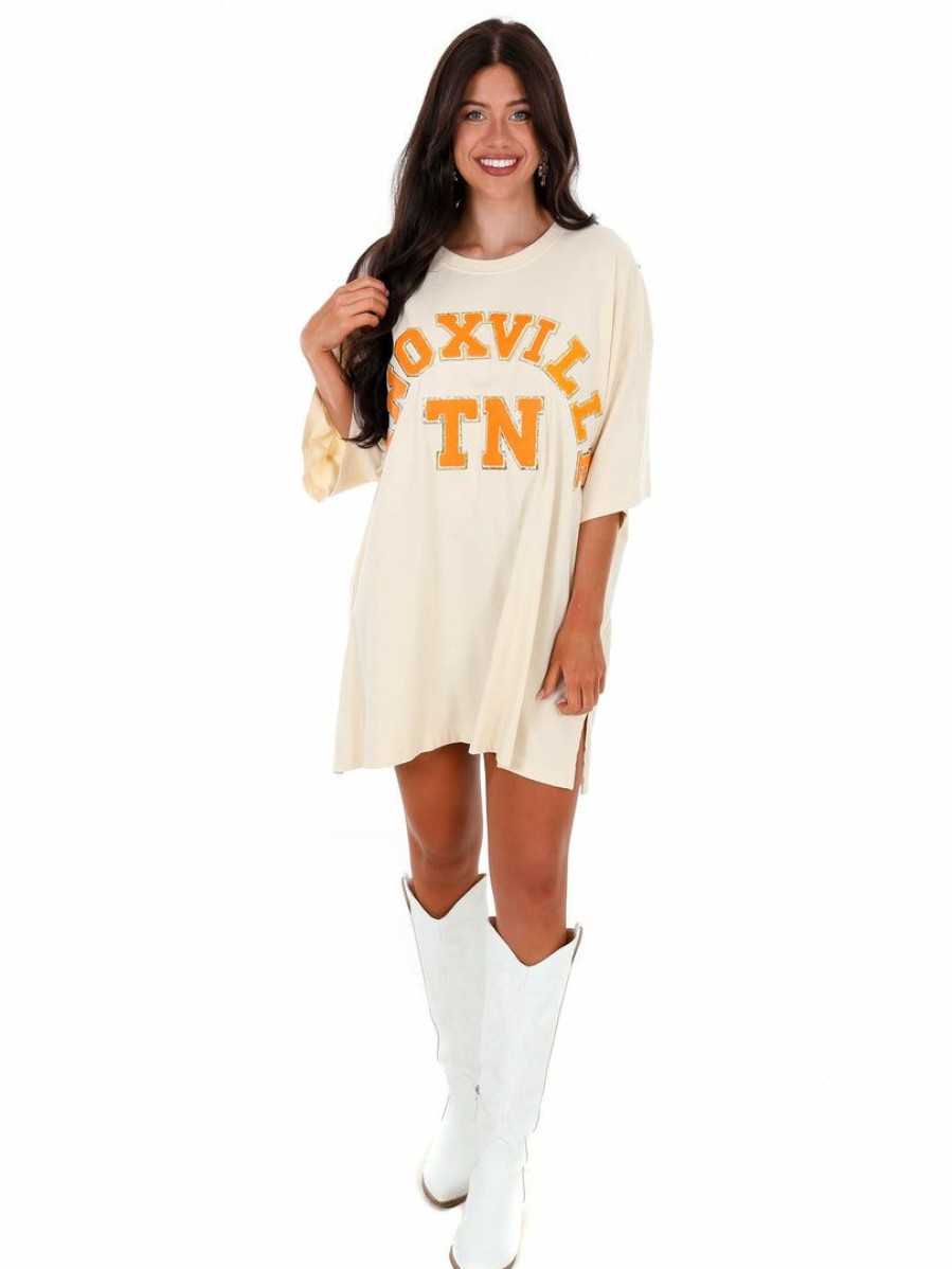 Gameday * | Brand New Josie'S Boutique Oversized Chenille Knoxville Tn Tee Ivory