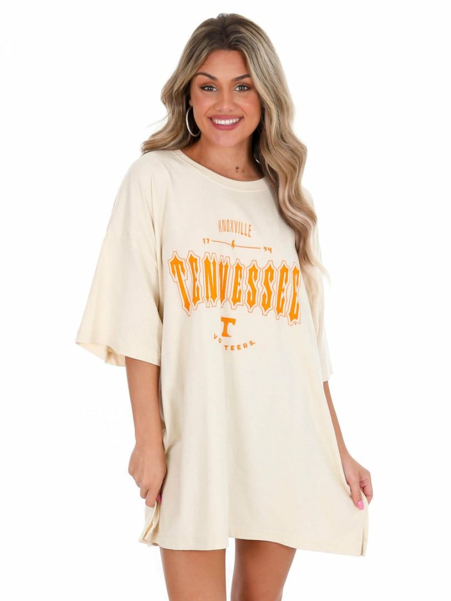 Gameday * | Buy Pressbox Oversized Tee Collection Tennessee Gridiron Oversized Tee Ivory