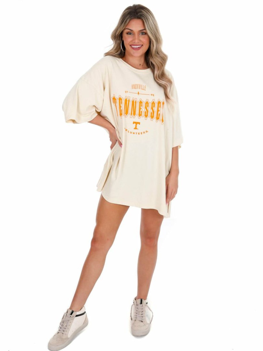 Gameday * | Buy Pressbox Oversized Tee Collection Tennessee Gridiron Oversized Tee Ivory