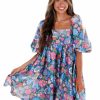 Clothing * | Budget Storia When You Dream Floral Babydoll Dress Dresses Navy Multi