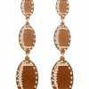 Gameday * | Outlet Golden Stella Football Theme Drop Earrings Jewelry