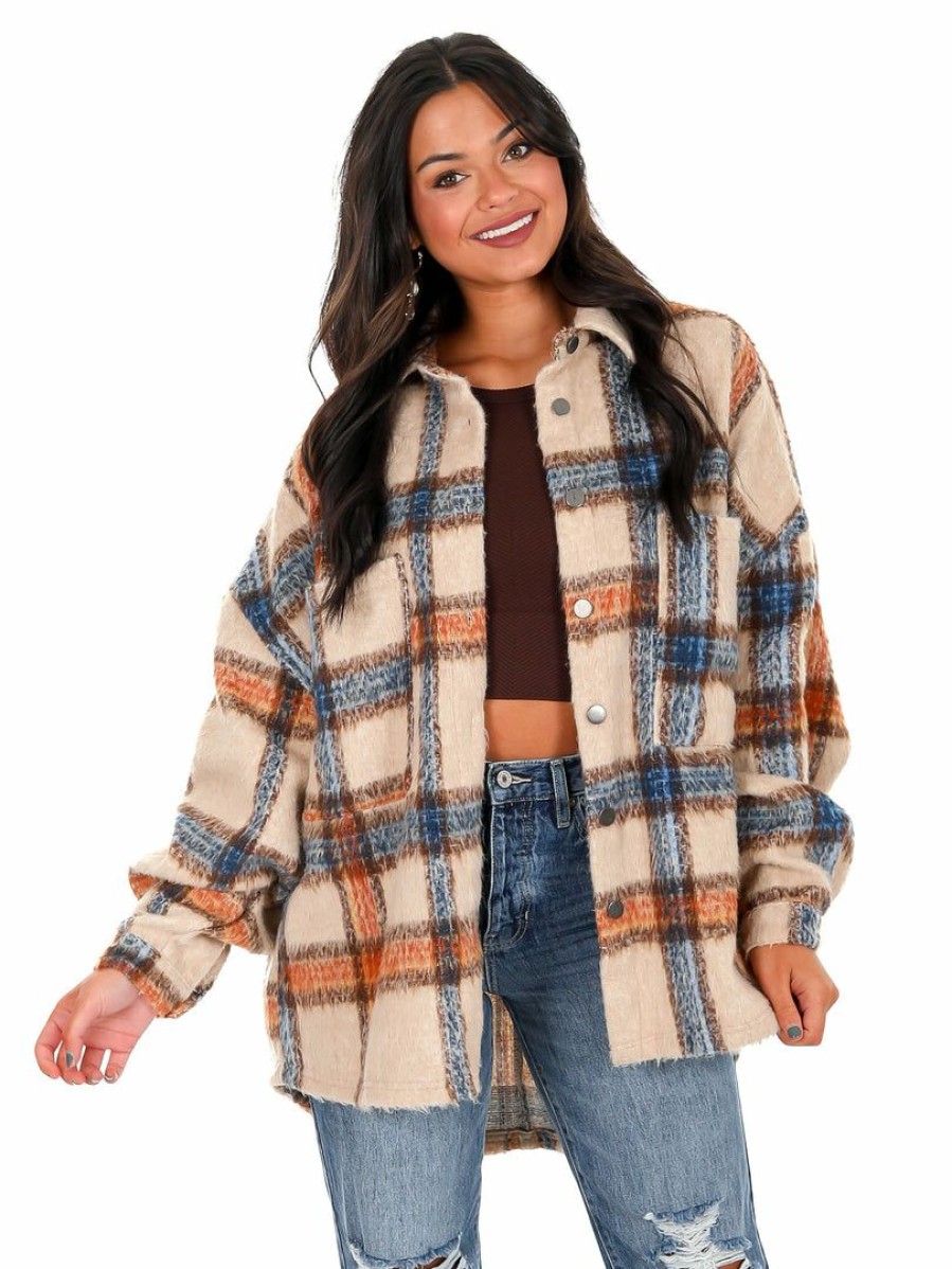 Clothing * | Outlet Pol Everybody Talks Plaid Jacket