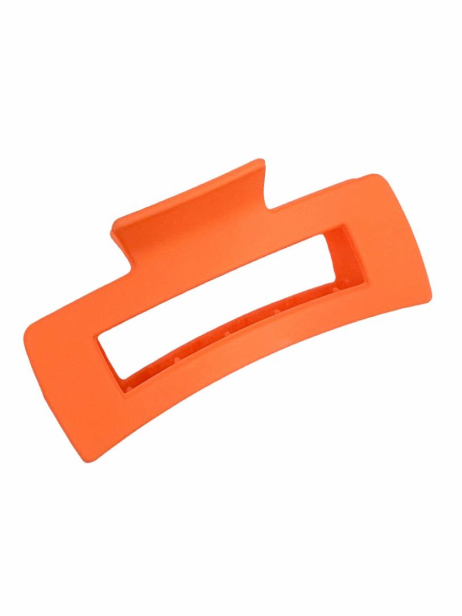 Gameday * | Coupon Accessories Run That Ball Matte Orange Rectangle Claw Clip