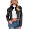 Clothing * | New Aaron & Amber Pretty Please Cropped Leather Jacket Tops Black