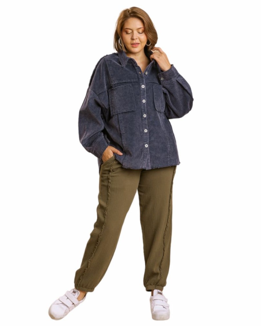 Curvy Girl * | Hot Sale Apparel-Curvy Girl Curvy That Way Corduroy Shacket