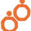 Gameday * | Wholesale Golden Stella Jewelry Beaded Orange Octagon Earrings