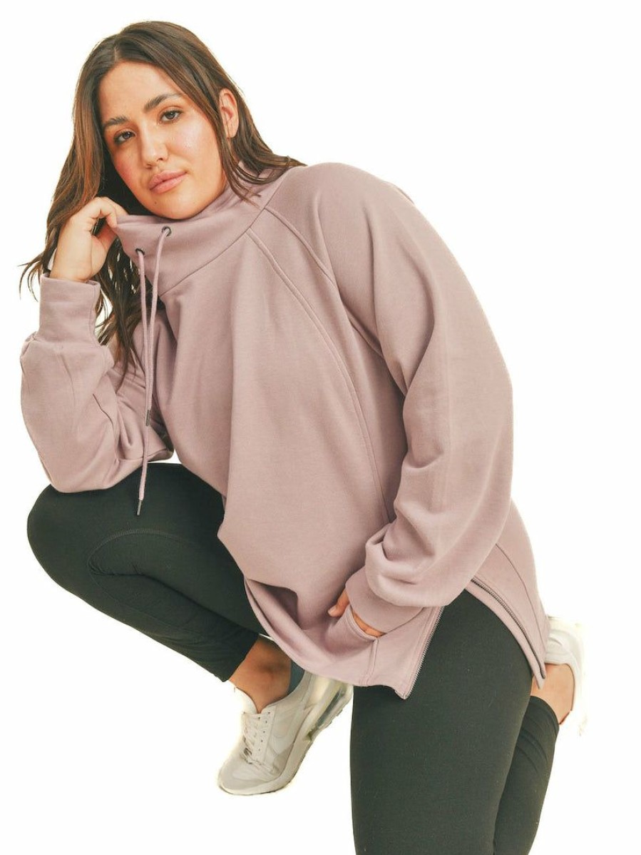 Jb Fit * | Top 10 Kimberly Jb Fit Curvy Mic Drop Mock Neck Sweatshirt