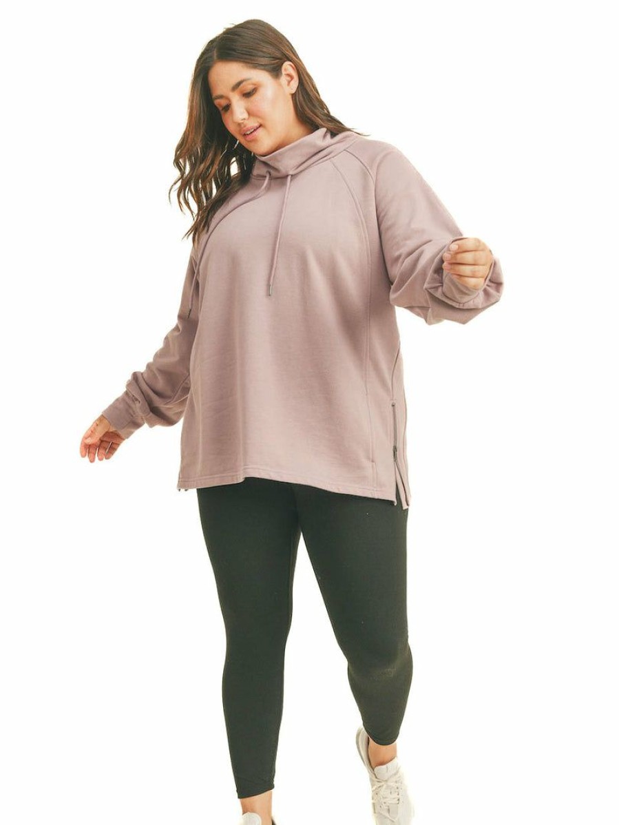 Jb Fit * | Top 10 Kimberly Jb Fit Curvy Mic Drop Mock Neck Sweatshirt