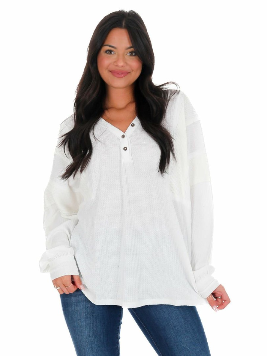 Clothing * | Discount Aemi+Co Enchanted Slouchy Top White