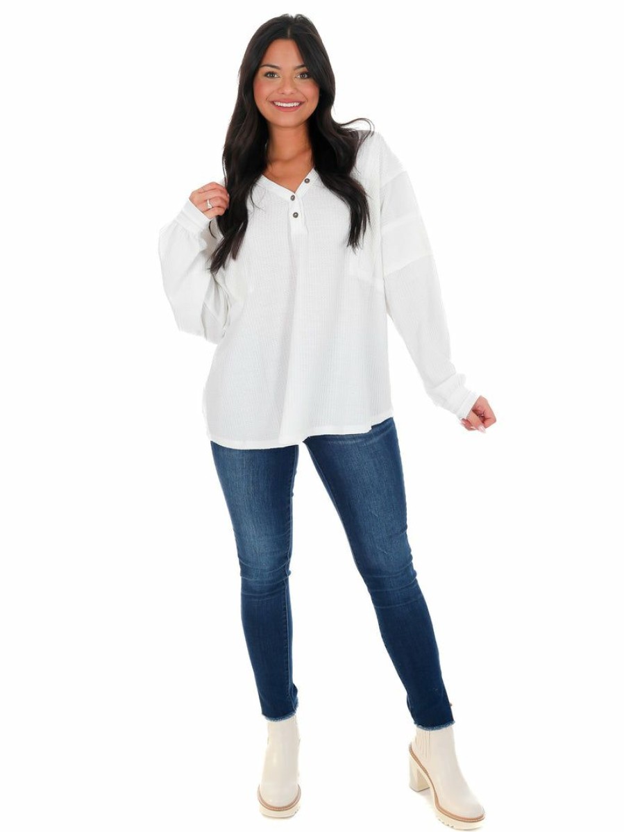 Clothing * | Discount Aemi+Co Enchanted Slouchy Top White