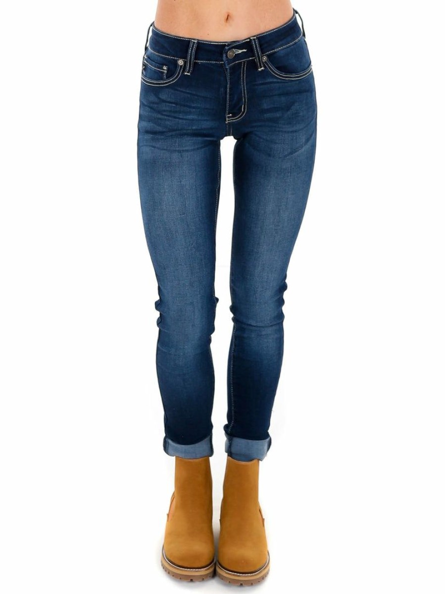 Clothing * | Outlet Kancan Bottoms Wait For It Mid Rise Skinny Jean Dark