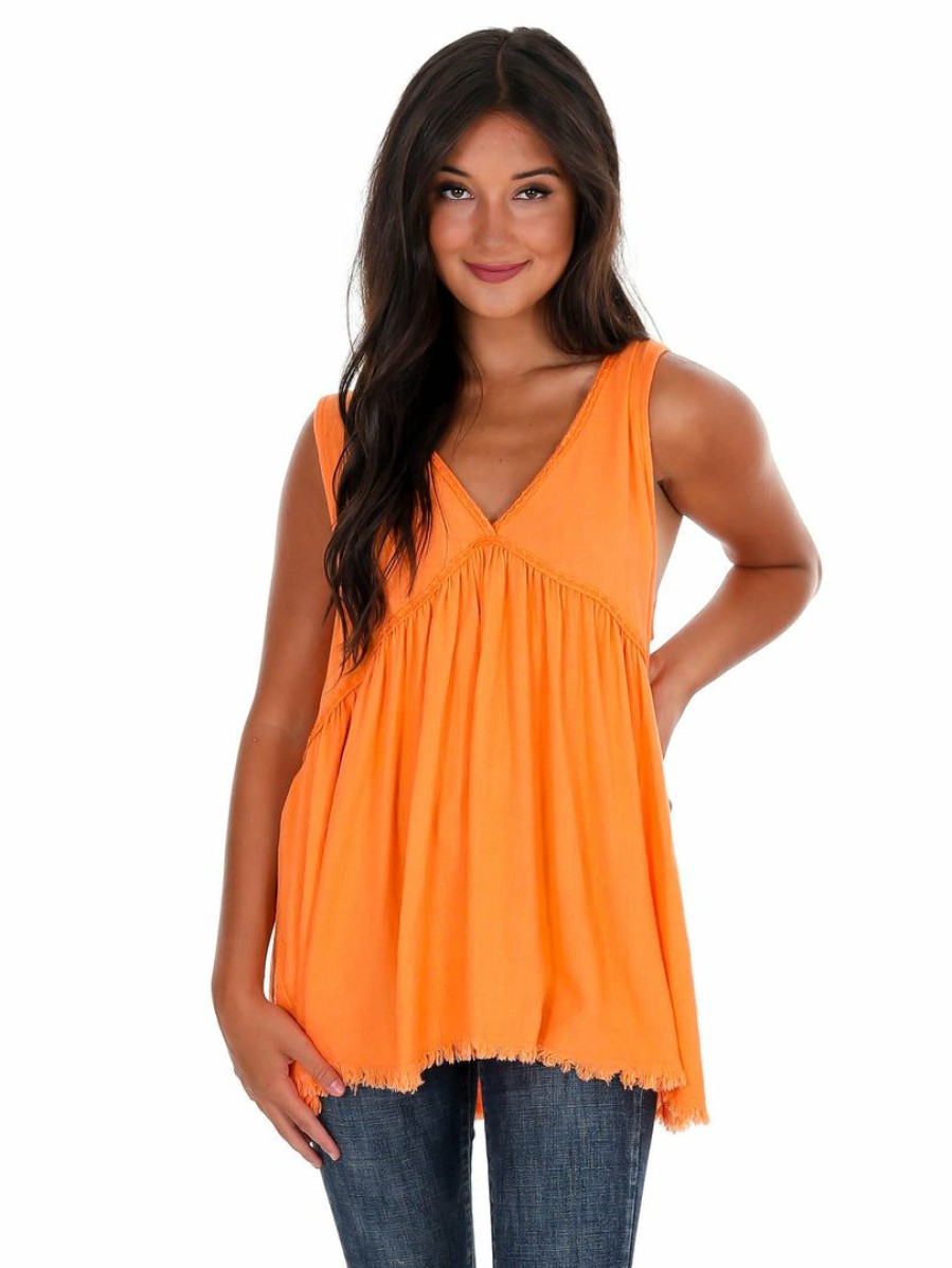 Gameday * | New Umgee Apparel Backfield Babydoll Tank Top Peach