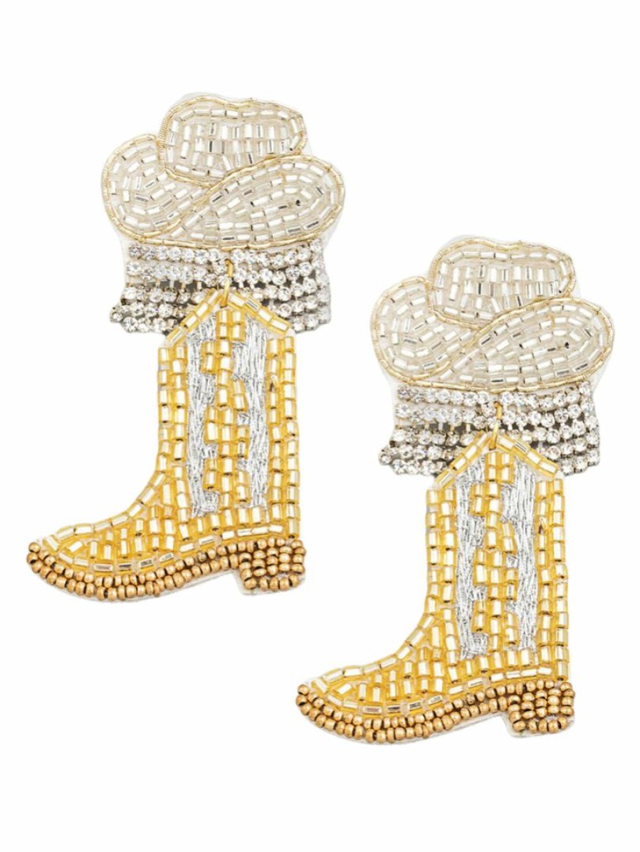 Gameday * | Best Sale Jewelry Beaded Cowboy Boot Earrings