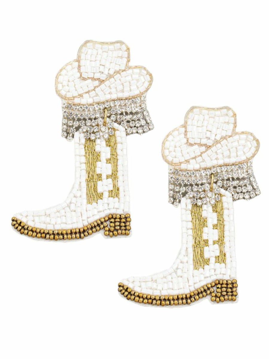 Gameday * | Best Sale Jewelry Beaded Cowboy Boot Earrings