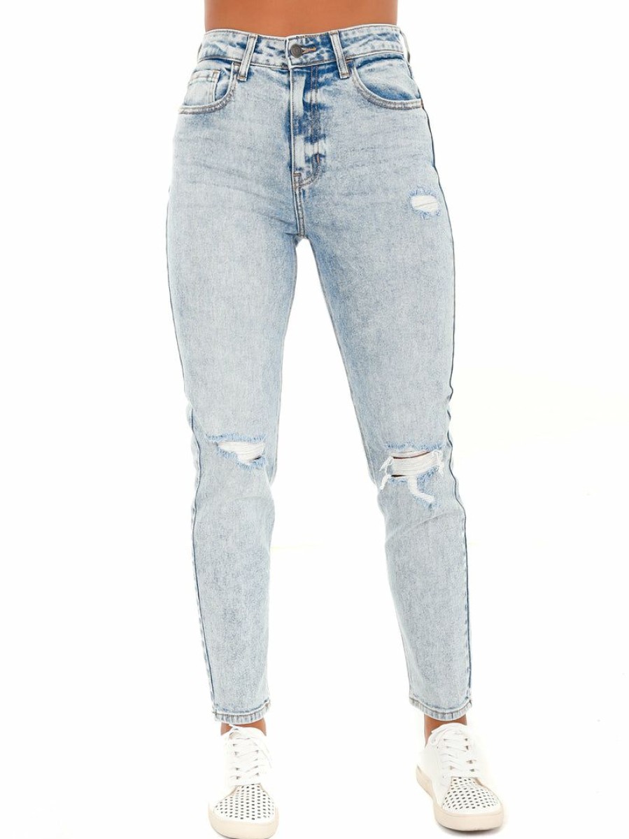 Clothing * | Best Sale Cello Bottoms Late At Night High Rise Straight Jeans Light Acid