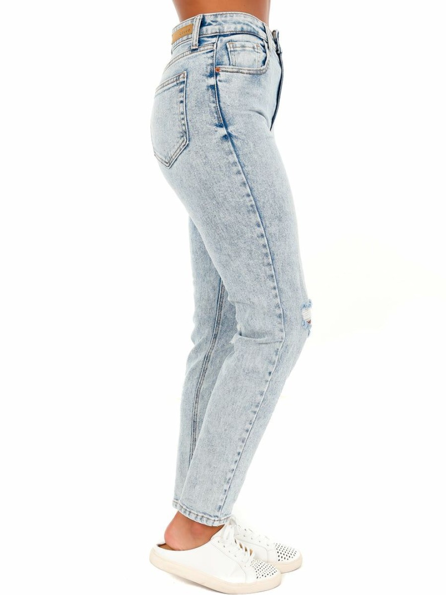 Clothing * | Best Sale Cello Bottoms Late At Night High Rise Straight Jeans Light Acid