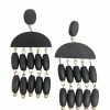 Gameday * | New La Bien Aimee Wooden Bead Tassel Earrings