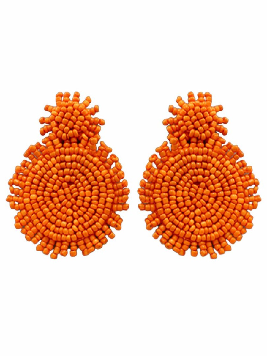 Gameday * | Promo Golden Stella Orange Double Bead Disc Earrings Jewelry