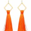 Gameday * | Wholesale Golden Stella Jewelry Rhombus And Orange Tassel Earrings