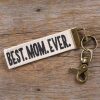 Gameday * | Outlet Accessories Best Mom Ever Canvas Key Fob Natural Life