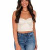 Clothing * | New J.Nna Tops Show Business Sequin Crop Top Cream