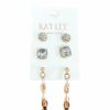 Gameday * | Promo Ashlee Corp 3 Pair Gold Earring Set Earrings