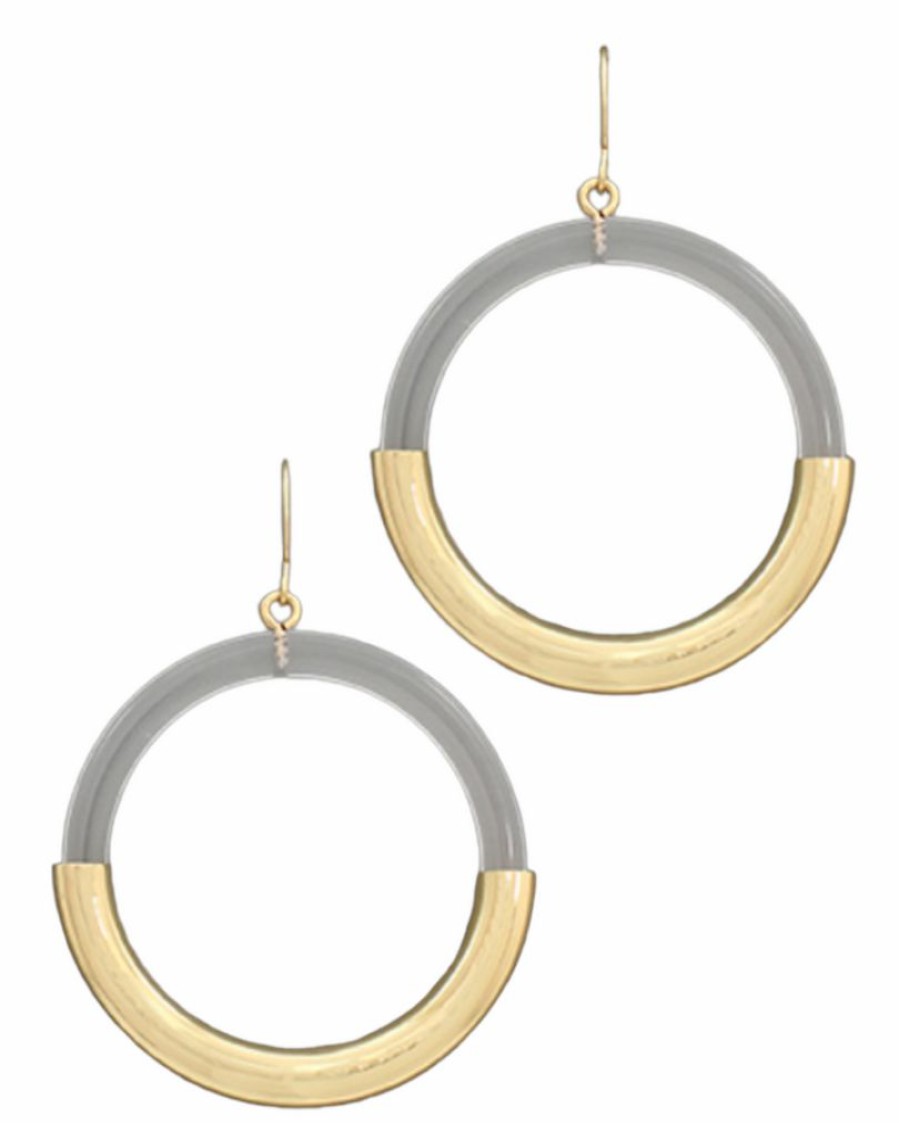 Gameday * | Buy Golden Stella Half Tube Lucite Circle Earrings