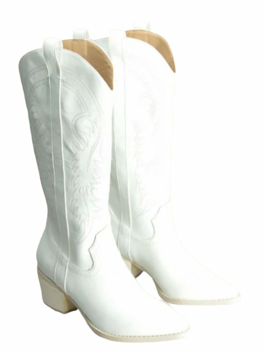 Gameday * | Top 10 Miim Footwear Glitters High White Western Boot