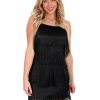 Clothing * | Brand New She + Sky Dresses Cooler Than Me Fringe Cami Dress Black