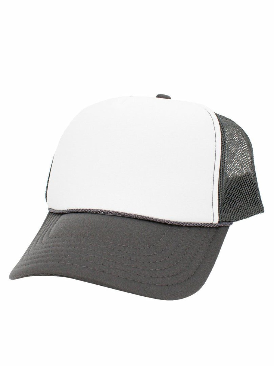 Gameday * | Wholesale Kbethos Accessories Foam Dark Grey And White Trucker Hat Dark Grey/White