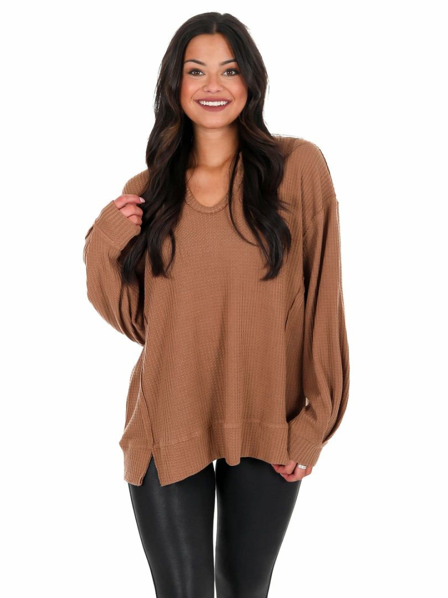 Clothing * | Coupon Jodifl Tops While I Can Waffle Knit Top