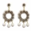 Gameday * | Best Deal Golden Stella Beaded Circle With Rhinestone Earrings