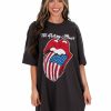 T-Shirts * | Flash Sale Livy Lu Rolling Stones Usa Flag Lick Off Oversized Distressed Tee Black