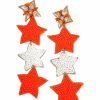 Gameday * | New Josie'S Boutique Jewelry Triple Star Seed Bead Earrings