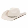 Gameday * | Best Sale Fame Accessories Hats Rhinestone Chain Beige Cowboy Hat