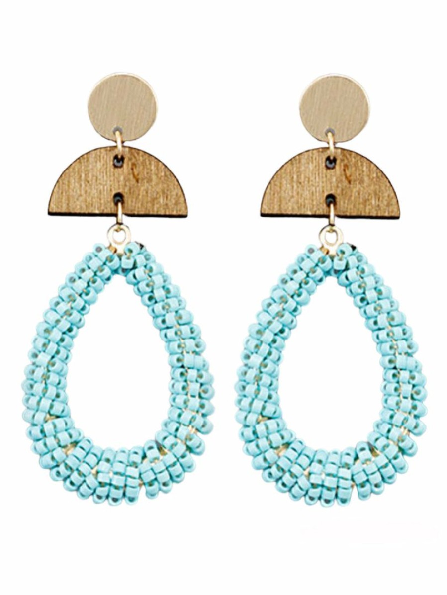 Gameday * | Deals Golden Stella Bead Teardrop & Wedge Earrings