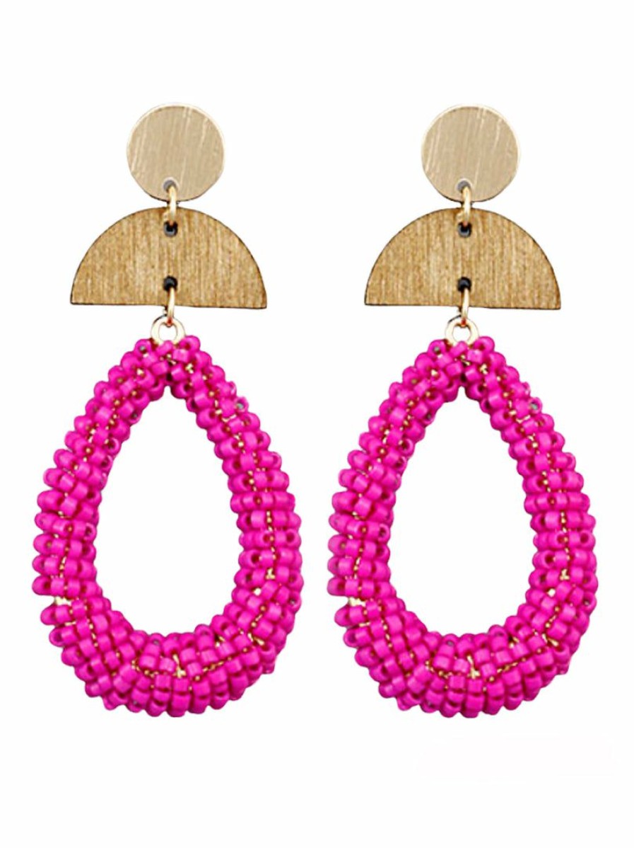 Gameday * | Deals Golden Stella Bead Teardrop & Wedge Earrings