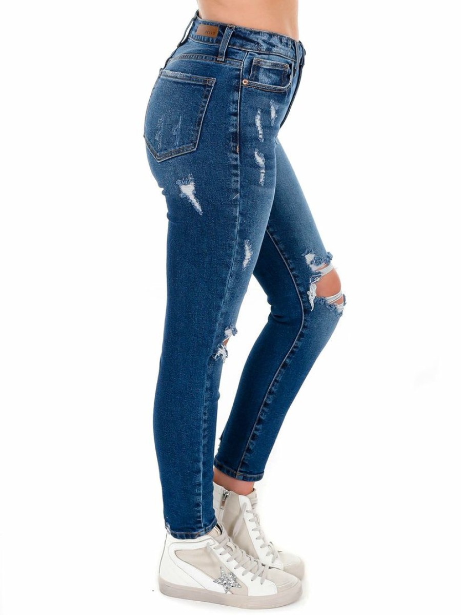 Clothing * | Brand New Cello Bottoms Wind It Up High Rise Skinny Jean Dark