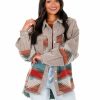 Clothing * | Coupon Pol Makes You Beautiful Corduroy Aztec Jacket Tops