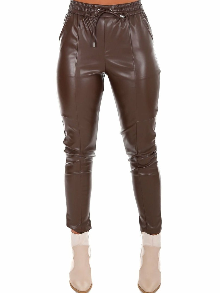 Clothing * | Best Deal Love Tree Through The World Leather Pants Dark Brown