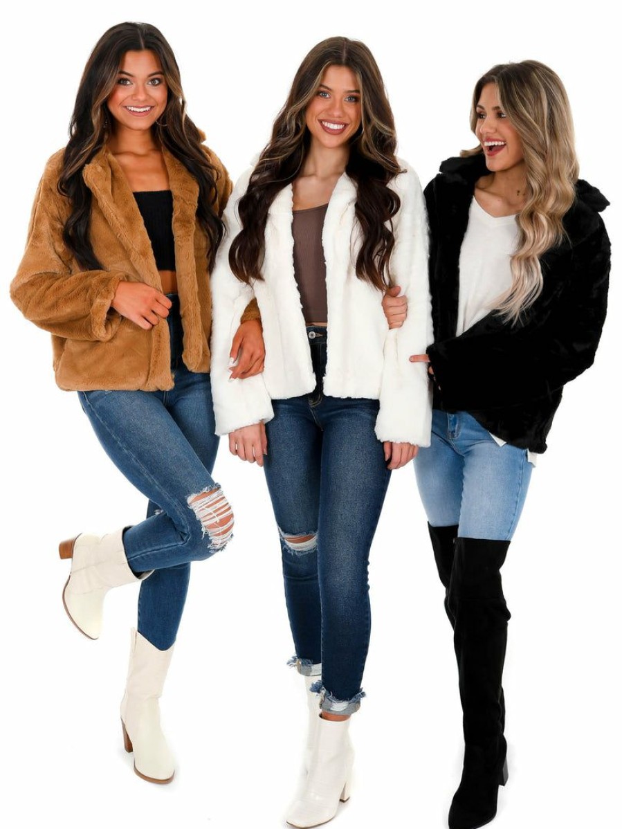 Clothing * | Discount Love Tree Outerwear Faux Fur Jacket