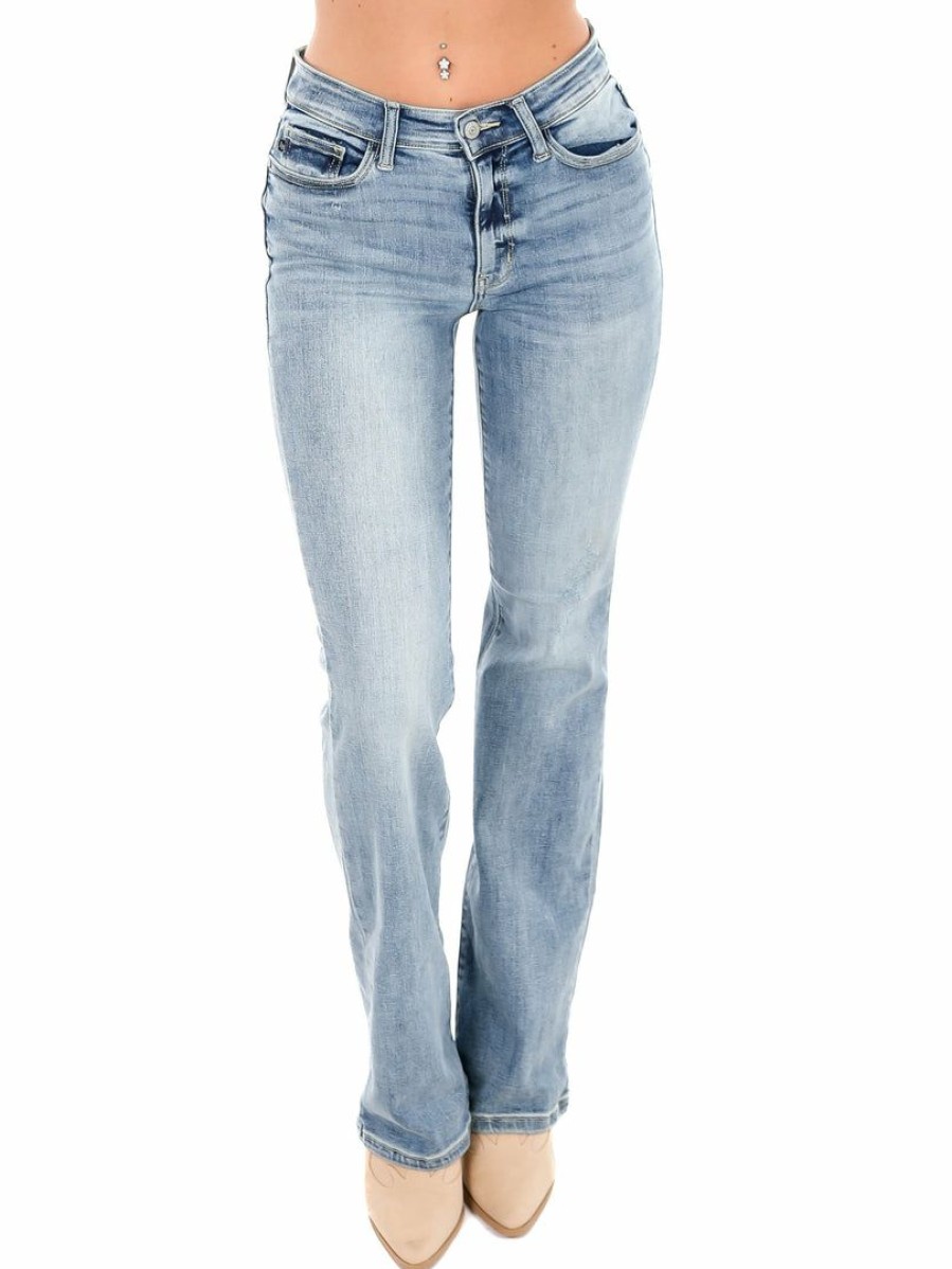 Clothing * | Brand New Judy Blue Bottoms Classic No Distress Bootcut Jeans Light