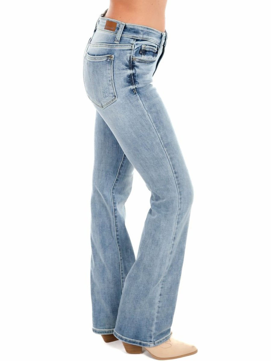 Clothing * | Brand New Judy Blue Bottoms Classic No Distress Bootcut Jeans Light