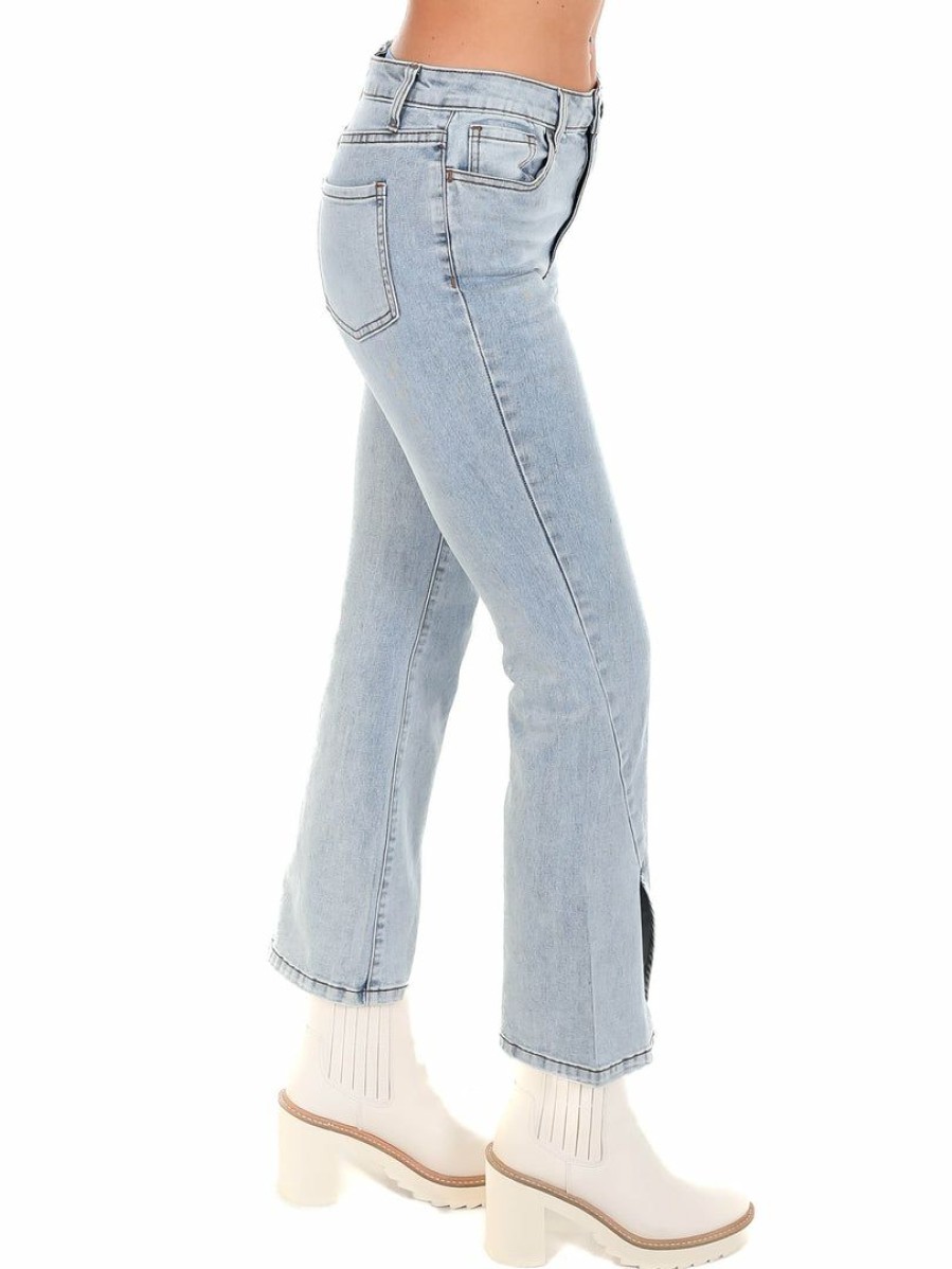 Clothing * | Cheapest Easel All She Wanna Do Ankle Flare Jeans Bottoms Washed Denim