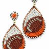 Gameday * | Budget Treasure Import Jewelry Orange Football Seed Bead Teardrop Earrings