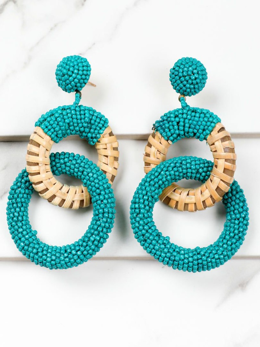 Gameday * | Budget Accessories Falling For You Teal Link Earring Earrings