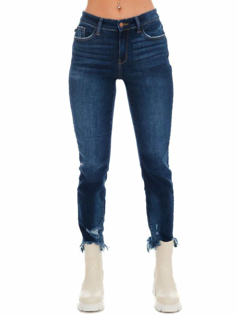 Clothing * | Cheapest Judy Blue Do You Remember Destroyed Slim Fit Jeans Dark Denim